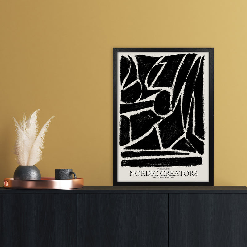 Things Fall Apart - Black Abstract Art Print by Nordic Creators A2 White Frame