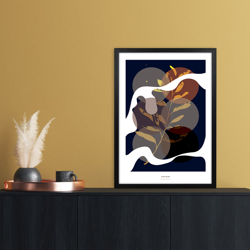 Waves Abstract Art Print by Nordic Creators A2 White Frame