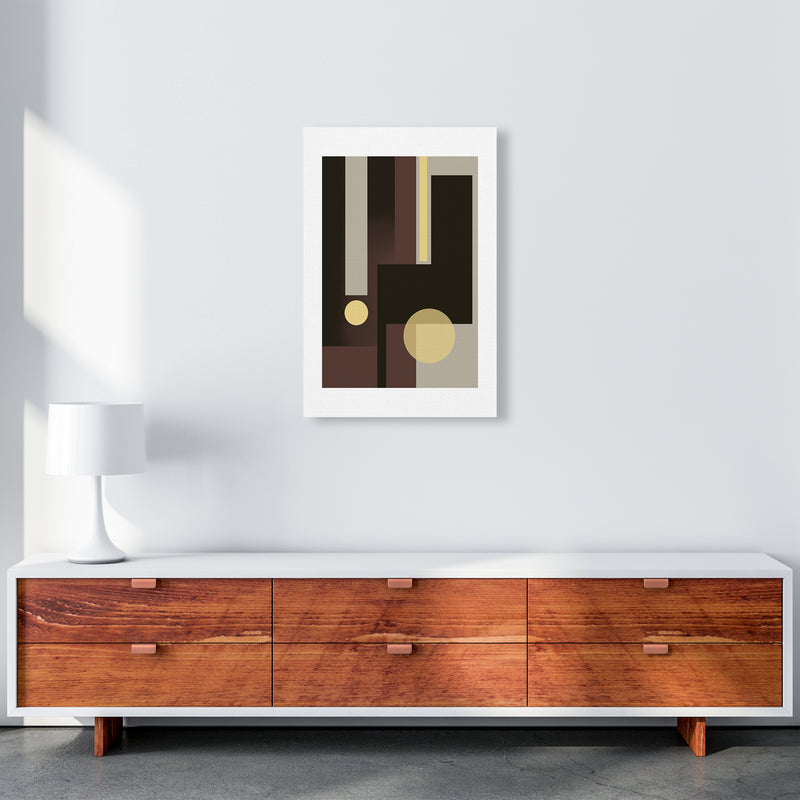 Grey Brown & Yellow Abstract Art Print by Nordic Creators A2 Canvas