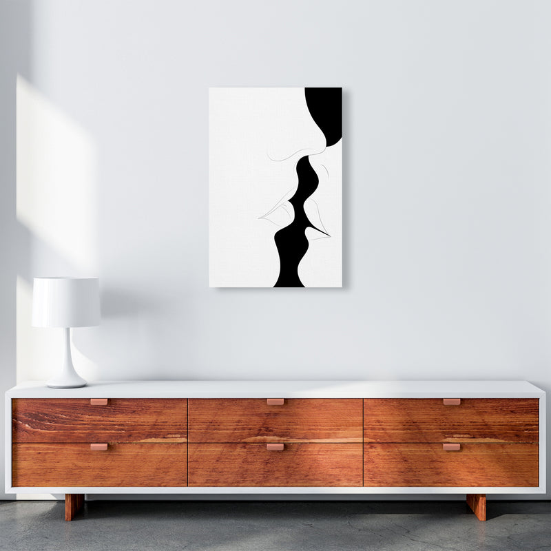 Just a little kiss white Abstract Art Print by Nordic Creators A2 Canvas