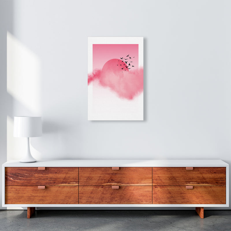 Pink Sunshine Abstract Art Print by Nordic Creators A2 Canvas