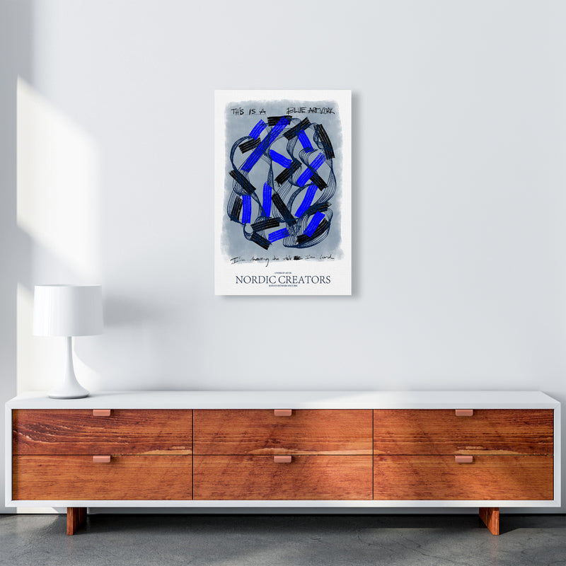 This is a blue artwork Abstract Art Print by Nordic Creators A2 Canvas
