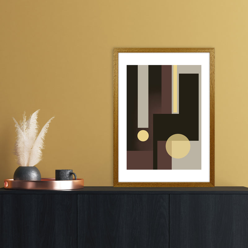 Grey Brown & Yellow Abstract Art Print by Nordic Creators A2 Print Only