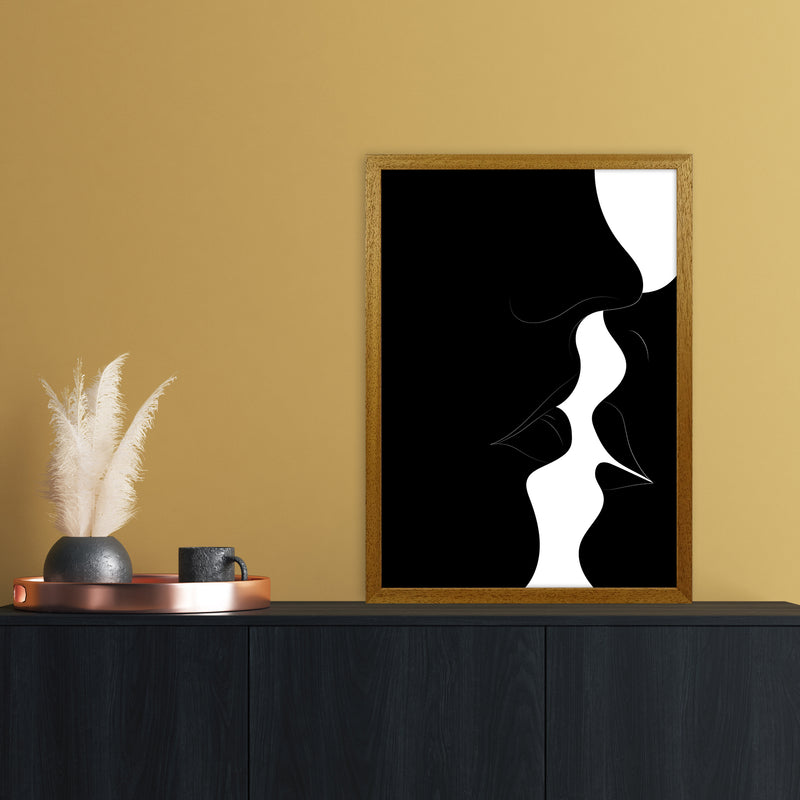 Just a little kiss black Abstract Art Print by Nordic Creators A2 Print Only