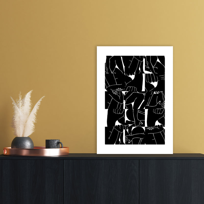 Bodies Abstract Art Print by Nordic Creators A2 Black Frame