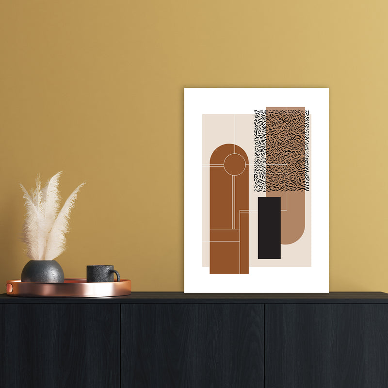 Brown & Beige Abstract Art Print by Nordic Creators A2 Black Frame