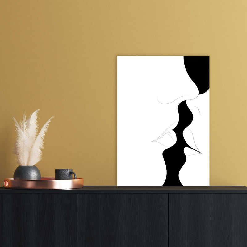 Just a little kiss white Abstract Art Print by Nordic Creators A2 Black Frame