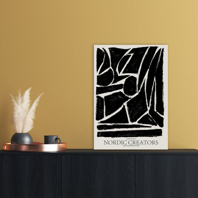 Things Fall Apart - Black Abstract Art Print by Nordic Creators A2 Black Frame