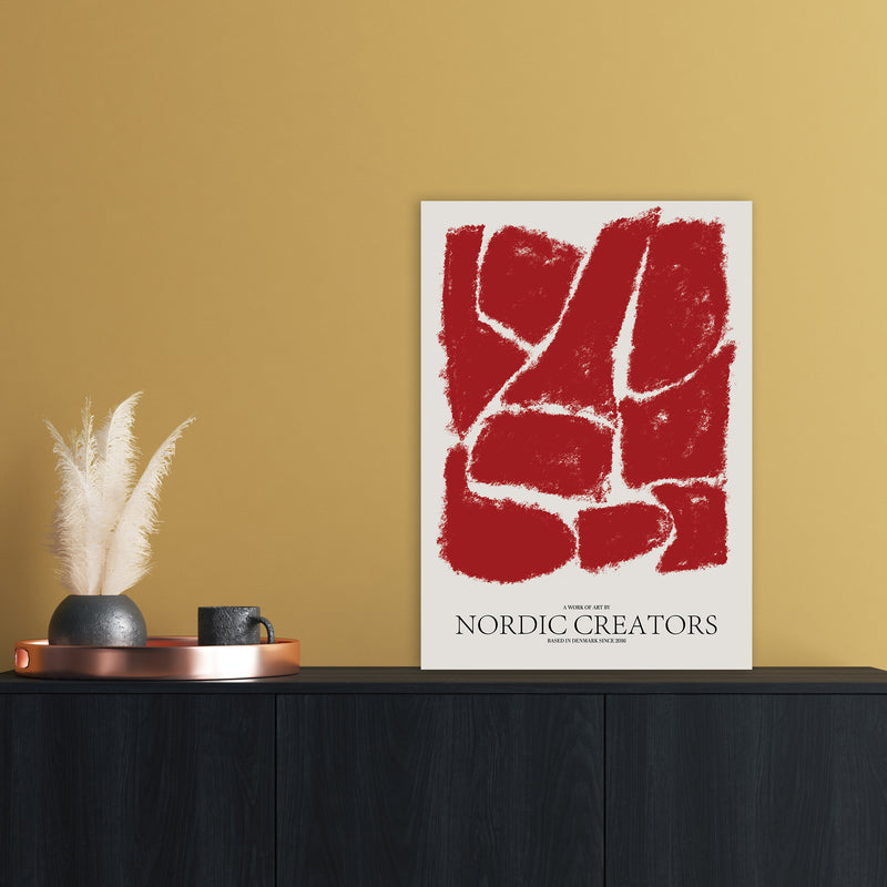 Things Fall Apart - Red Abstract Art Print by Nordic Creators A2 Black Frame