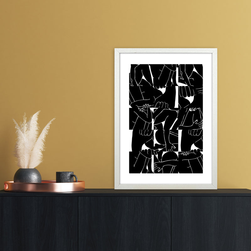 Bodies Abstract Art Print by Nordic Creators A2 Oak Frame