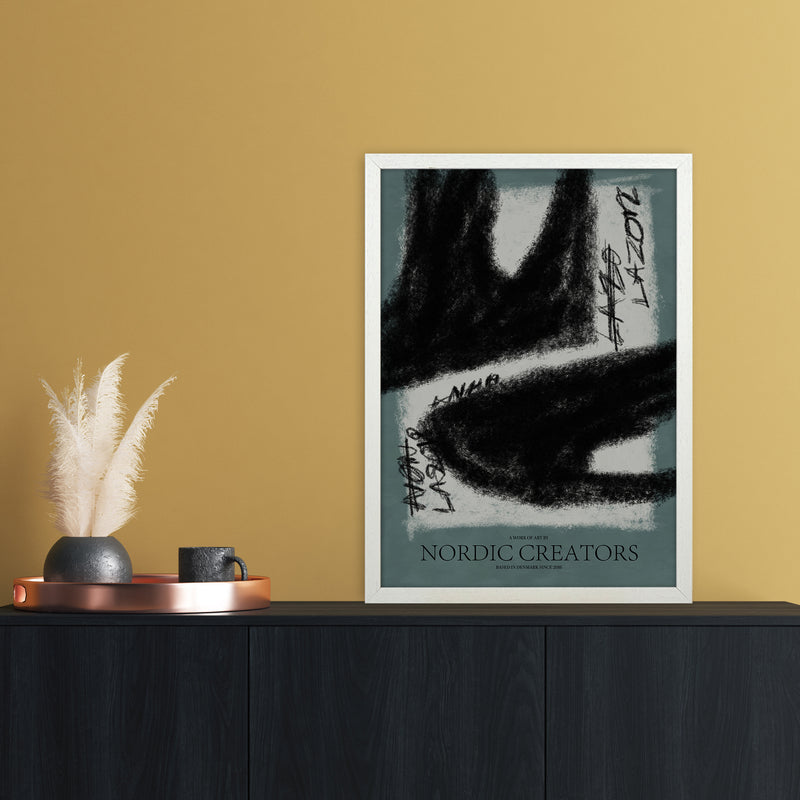 Ghost Abstract Art Print by Nordic Creators A2 Oak Frame