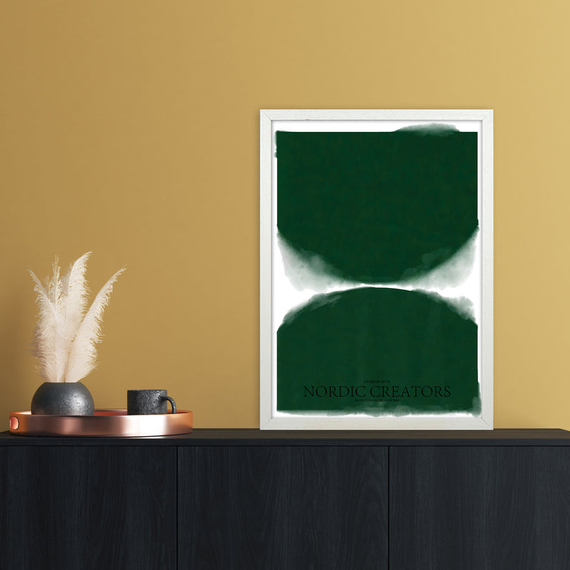 Green Abstract Art Print by Nordic Creators A2 Oak Frame
