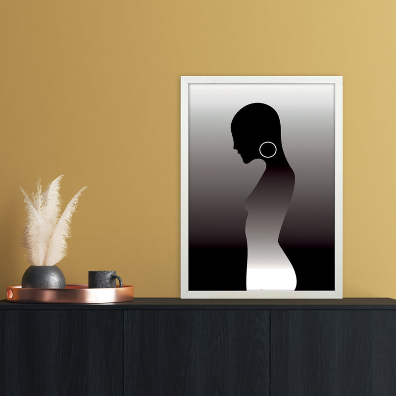 PJ-836-13 Woman of darkness Abstract Art Print by Nordic Creators A2 Oak Frame