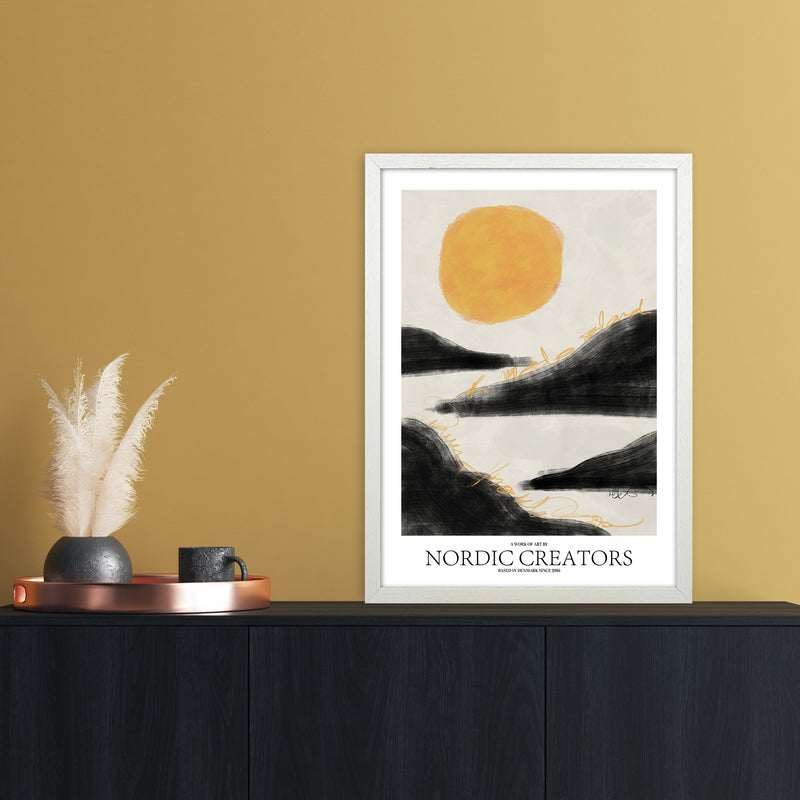 Sunrise Abstract Art Print by Nordic Creators A2 Oak Frame