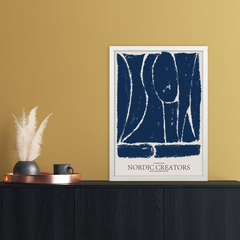 Things Fall Apart - Blue Abstract Art Print by Nordic Creators A2 Oak Frame