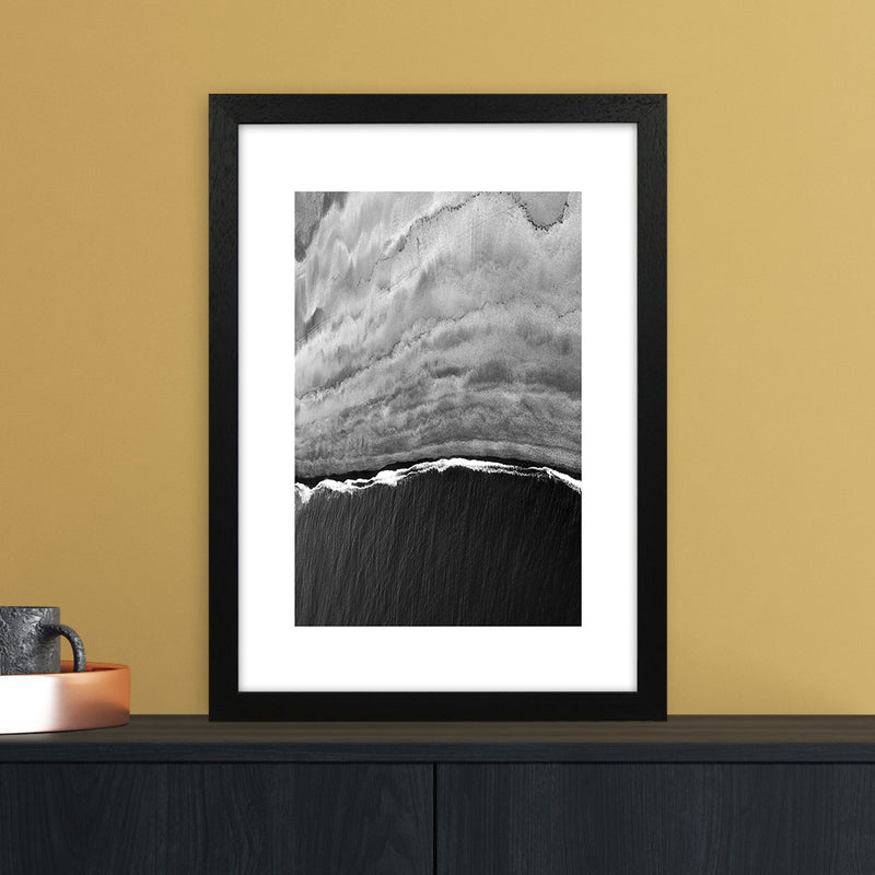 Black Ocean Abstract Art Print by Nordic Creators A3 White Frame