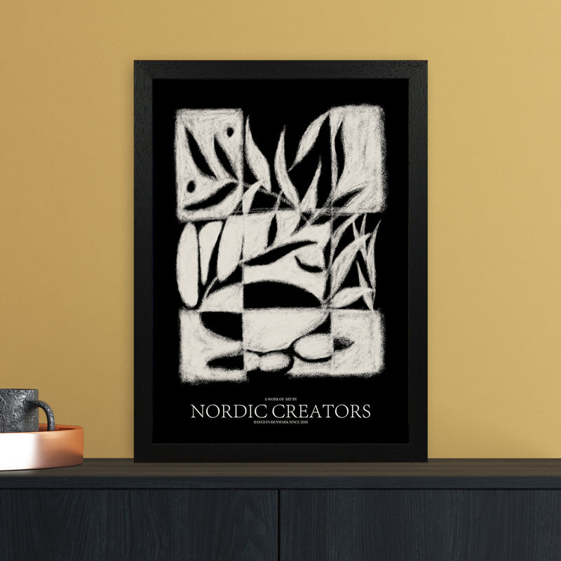 Black pattern Abstract Art Print by Nordic Creators A3 White Frame