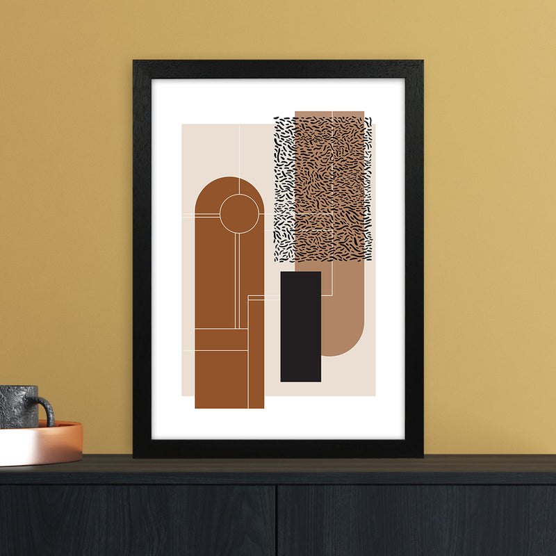 Brown & Beige Abstract Art Print by Nordic Creators A3 White Frame