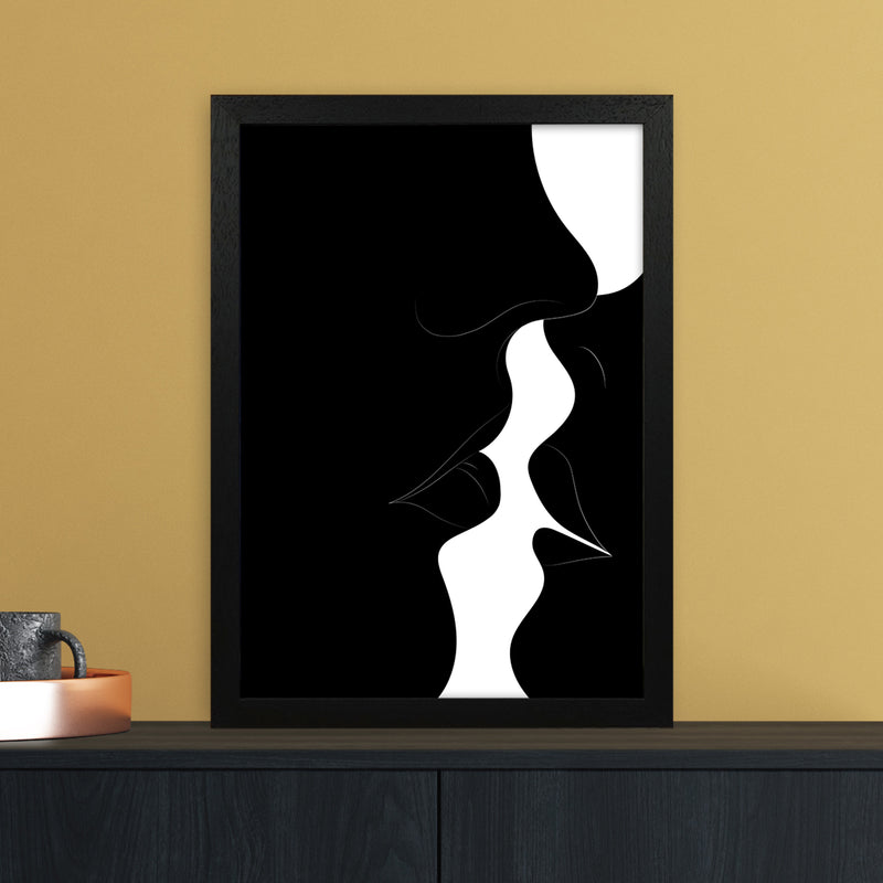 Just a little kiss black Abstract Art Print by Nordic Creators A3 White Frame