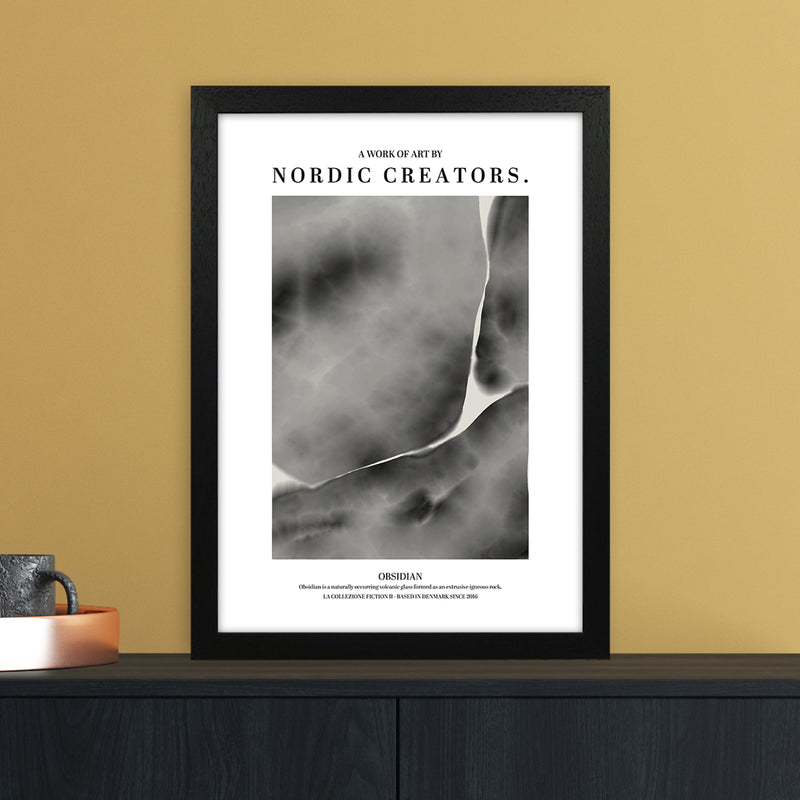 Obsidian Abstract Art Print by Nordic Creators A3 White Frame