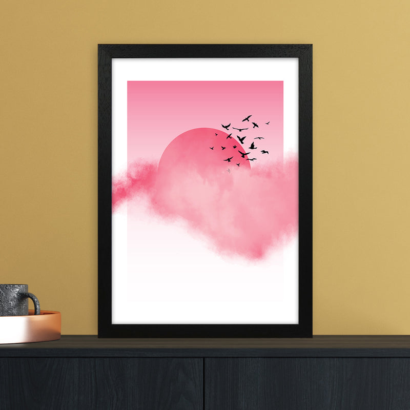 Pink Sunshine Abstract Art Print by Nordic Creators A3 White Frame