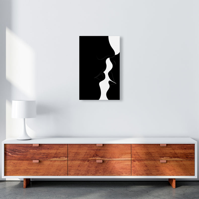 Just a little kiss black Abstract Art Print by Nordic Creators A3 Canvas