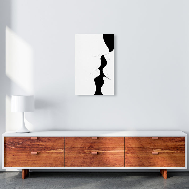 Just a little kiss white Abstract Art Print by Nordic Creators A3 Canvas