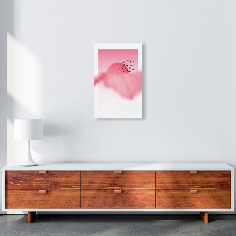 Pink Sunshine Abstract Art Print by Nordic Creators A3 Canvas