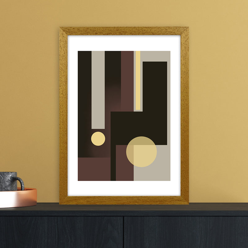 Grey Brown & Yellow Abstract Art Print by Nordic Creators A3 Print Only