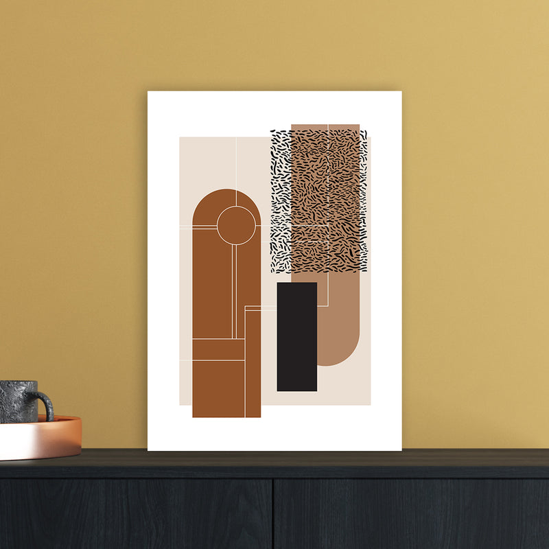 Brown & Beige Abstract Art Print by Nordic Creators A3 Black Frame