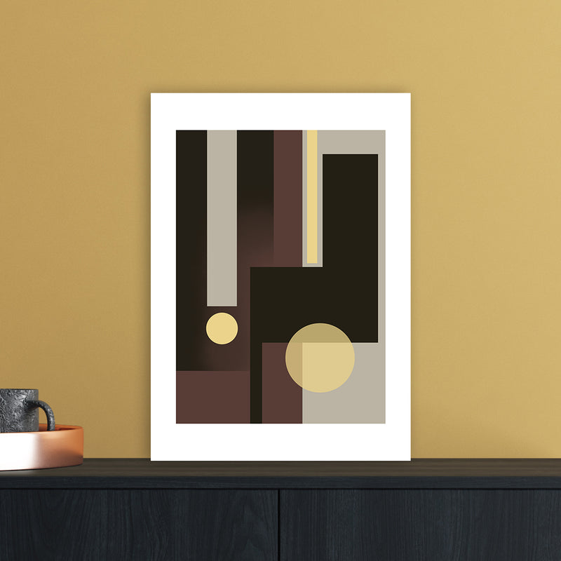 Grey Brown & Yellow Abstract Art Print by Nordic Creators A3 Black Frame