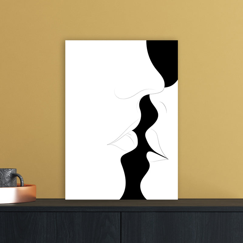 Just a little kiss white Abstract Art Print by Nordic Creators A3 Black Frame