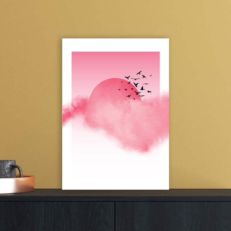 Pink Sunshine Abstract Art Print by Nordic Creators A3 Black Frame