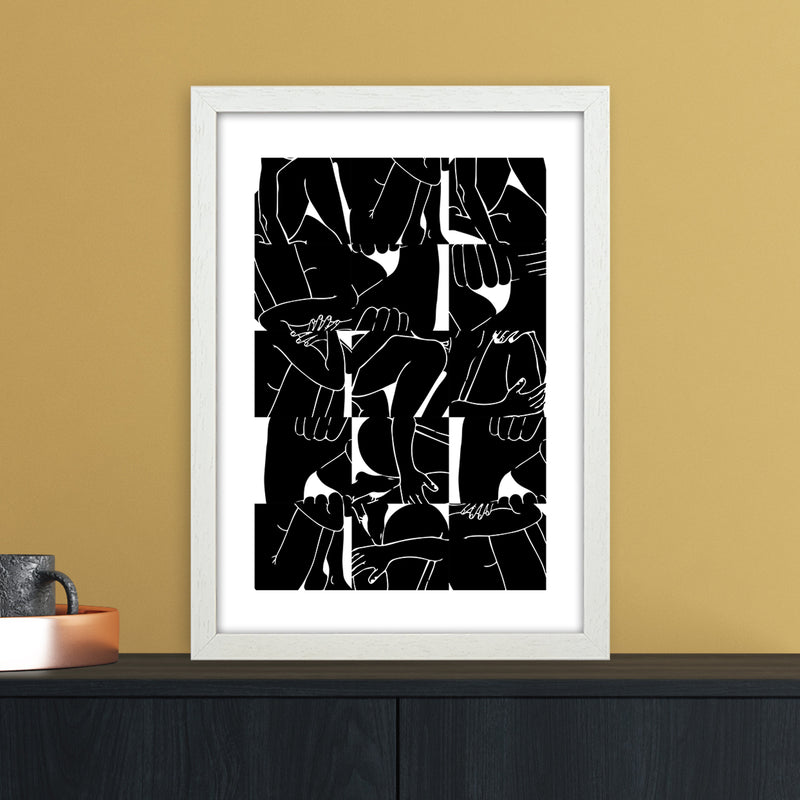 Bodies Abstract Art Print by Nordic Creators A3 Oak Frame