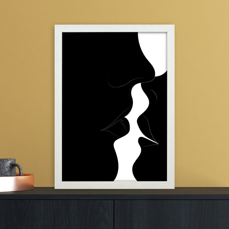 Just a little kiss black Abstract Art Print by Nordic Creators A3 Oak Frame