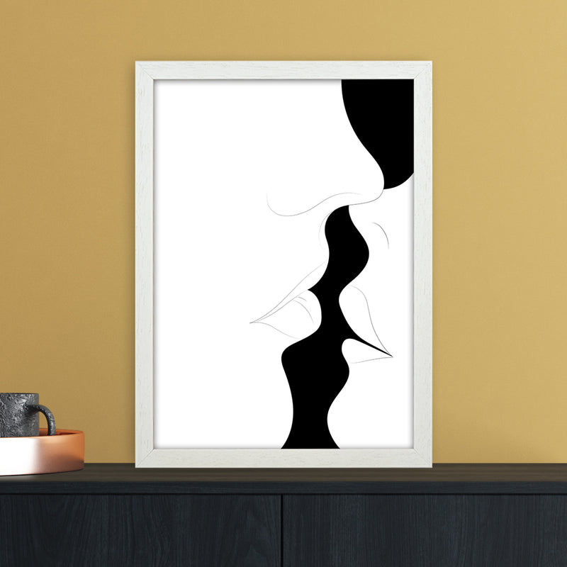 Just a little kiss white Abstract Art Print by Nordic Creators A3 Oak Frame