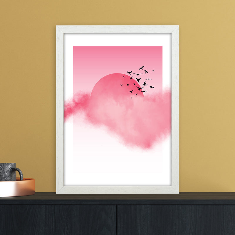 Pink Sunshine Abstract Art Print by Nordic Creators A3 Oak Frame