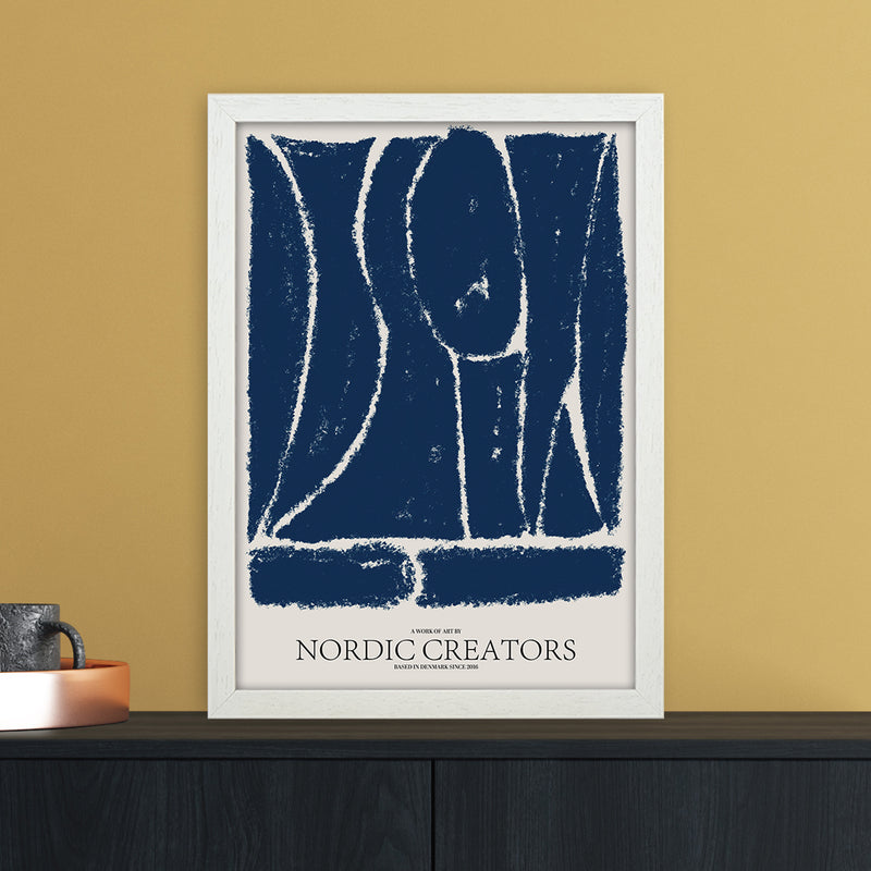 Things Fall Apart - Blue Abstract Art Print by Nordic Creators A3 Oak Frame