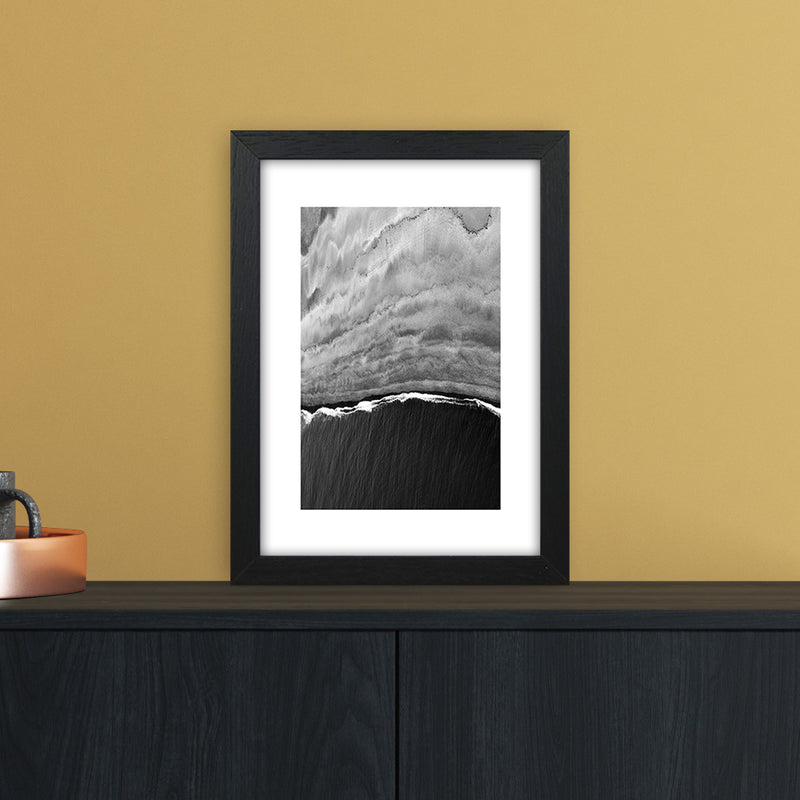 Black Ocean Abstract Art Print by Nordic Creators A4 White Frame