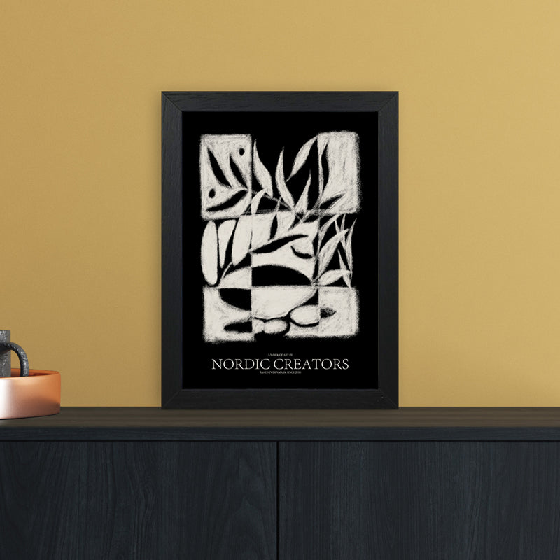 Black pattern Abstract Art Print by Nordic Creators A4 White Frame