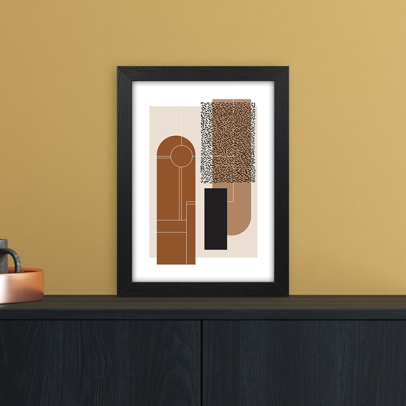 Brown & Beige Abstract Art Print by Nordic Creators A4 White Frame