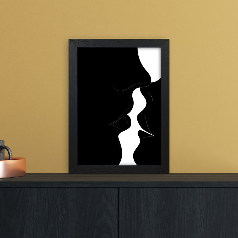 Just a little kiss black Abstract Art Print by Nordic Creators A4 White Frame