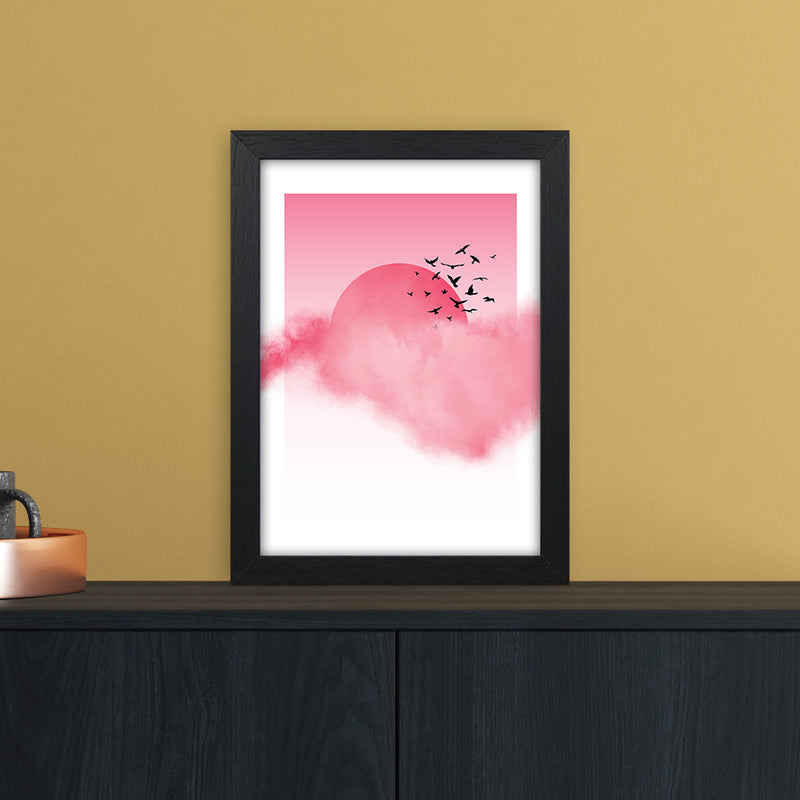 Pink Sunshine Abstract Art Print by Nordic Creators A4 White Frame