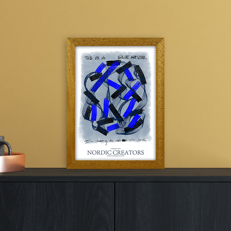 This is a blue artwork Abstract Art Print by Nordic Creators A4 Print Only