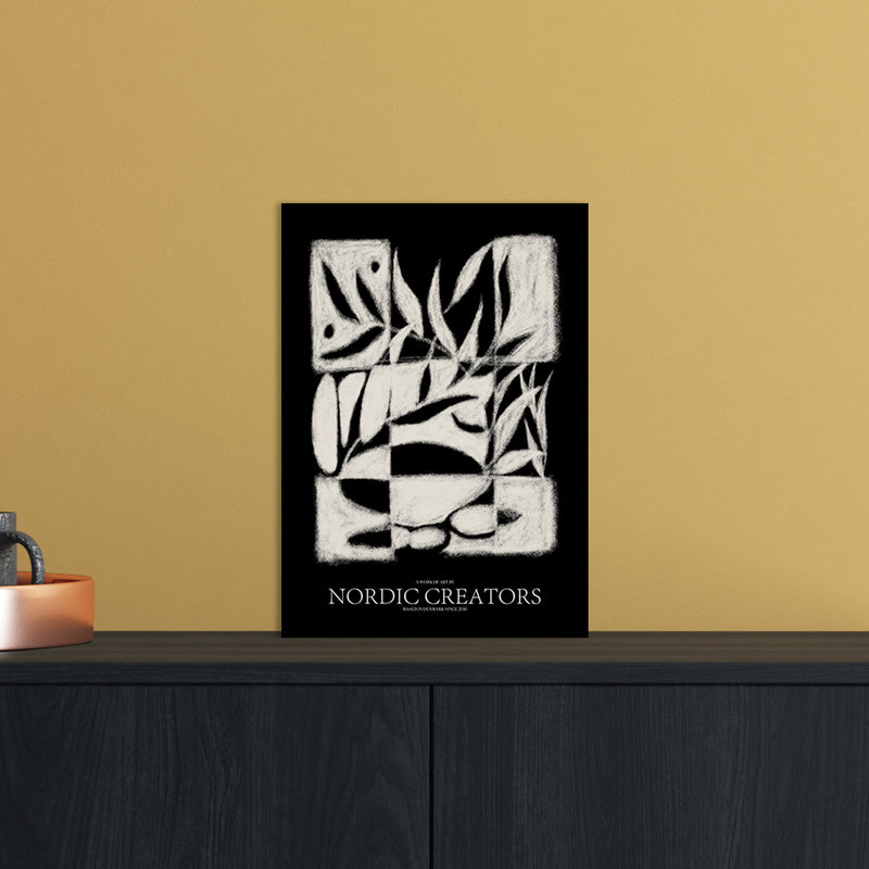 Black pattern Abstract Art Print by Nordic Creators A4 Black Frame
