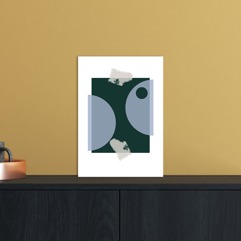 Blue & Green Abstract Art Print by Nordic Creators A4 Black Frame