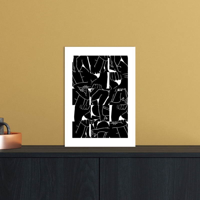 Bodies Abstract Art Print by Nordic Creators A4 Black Frame