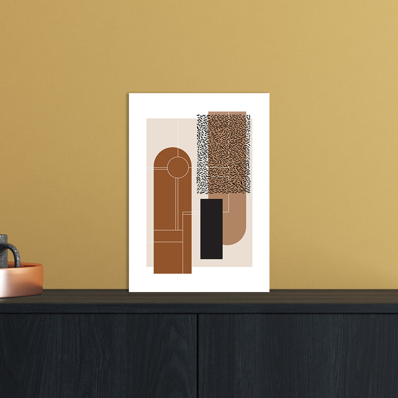 Brown & Beige Abstract Art Print by Nordic Creators A4 Black Frame