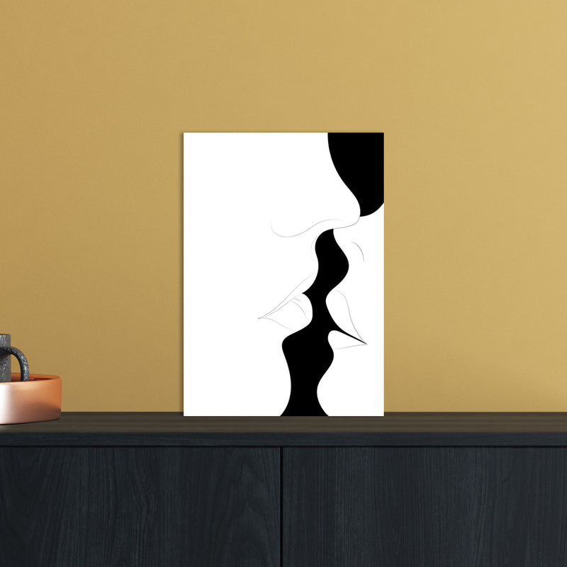 Just a little kiss white Abstract Art Print by Nordic Creators A4 Black Frame