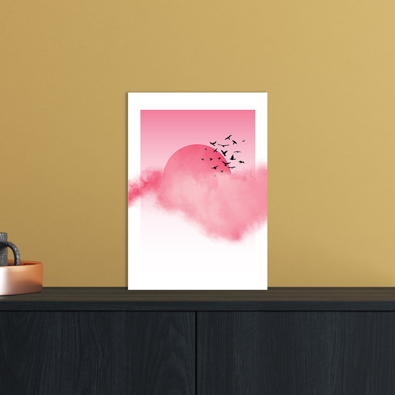Pink Sunshine Abstract Art Print by Nordic Creators A4 Black Frame
